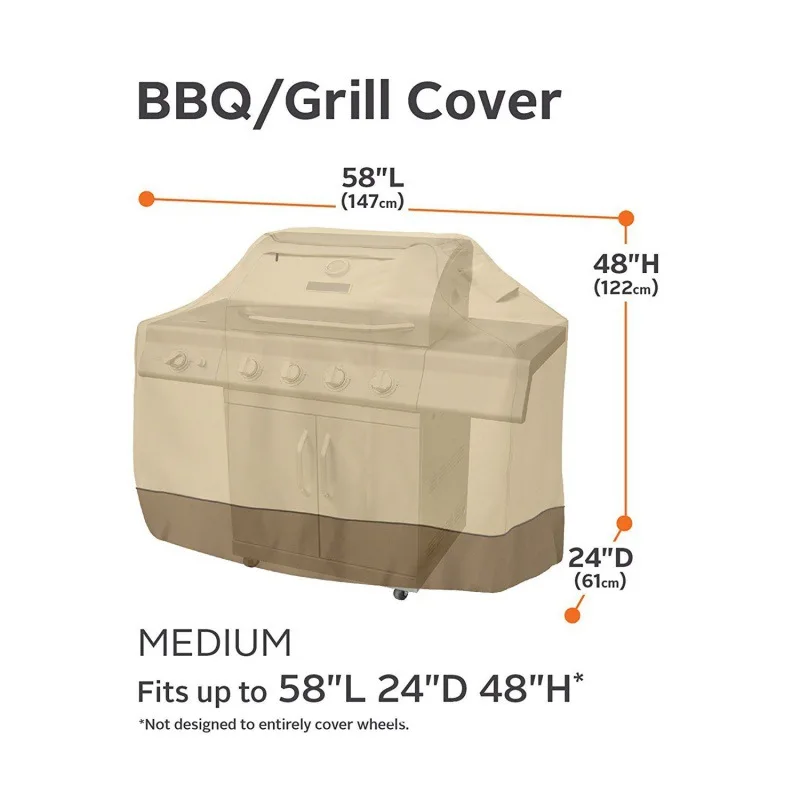 600D Oxford cloth BBQ Cover Beige Outdoor Waterproof BBQ Grill Cover Oven Dust Rain Gas Charcoal Cover Garden Protection Hood