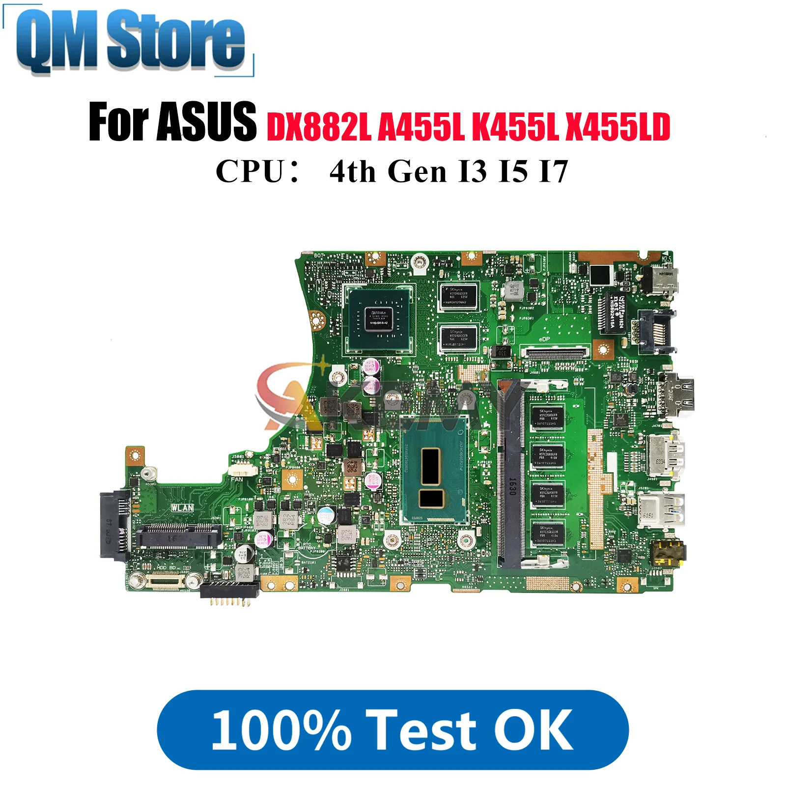 

X455LD Laptop Motherboard For ASUS A455L DX882L X455LN X455LNB X455LJ X455LD X455L K455L X455LF X455LB Mainboard W/ I3 I5 I7 CPU