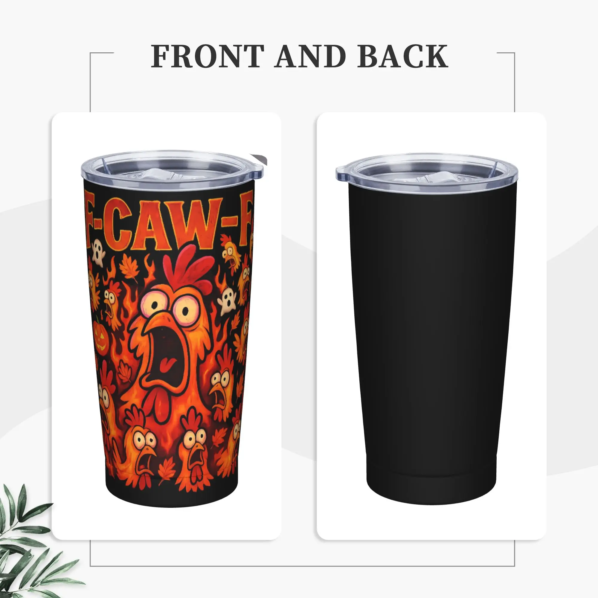 Stainless Steel Tumbler F Caw F Car Mugs With Straws Chickens Turkey Driving Cold Drink Water Bottle Keep Heat 20oz Thermal Mug