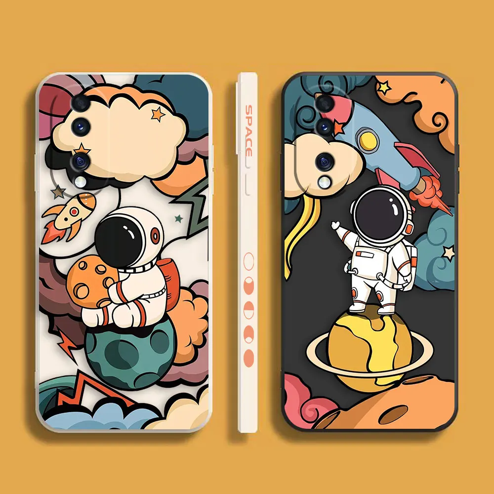 Cartoon Space Rocket Astronaut Phone Case For Honor X6A 8X 9 9X X9A 10I 10 20 50 70 90 Huawei Y6P Y7 Y7P Y8P Y9 Case Funda Shell