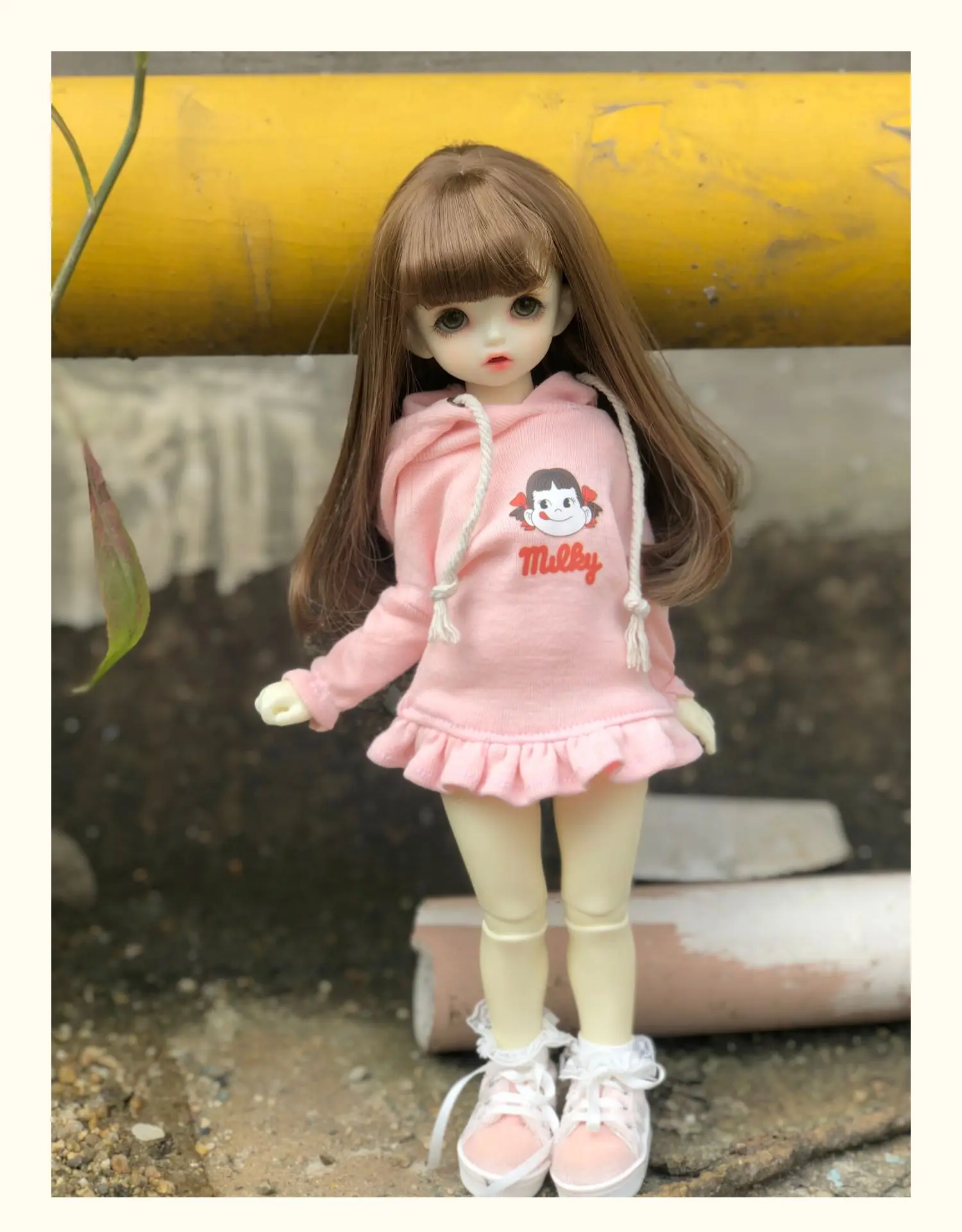 

BJD doll clothes set for 1/6 size bjd girl clothes cute pink 1/6 dress set doll accessories (two points)