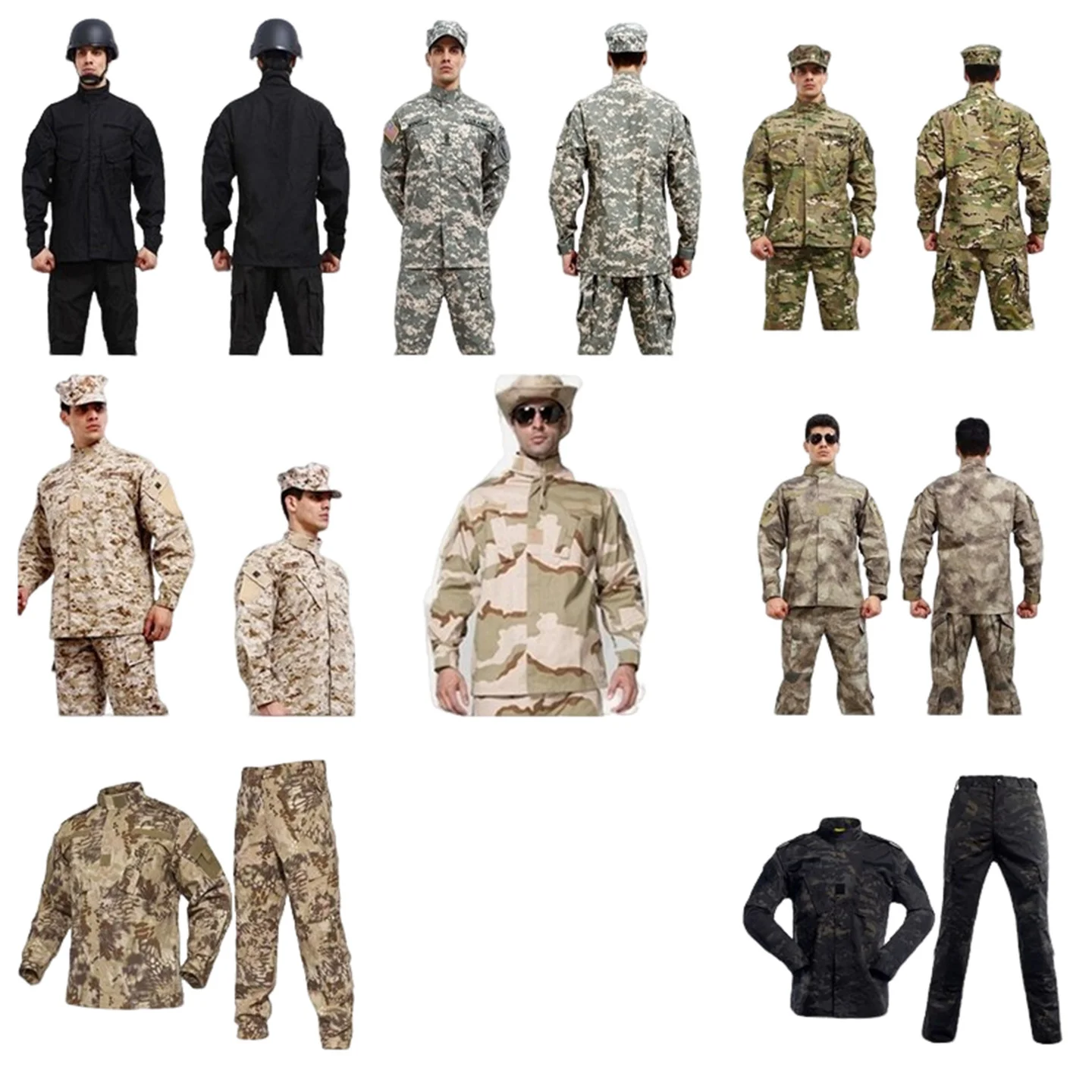 Autumn Men Camouflage Jacket And Pants Set Outdoor Hunting Uniform Desert Exploration Hiking Mountaineering Training Suit