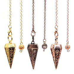 Metal Pendulums for Divination Dowsing Copper Plating Pendule Reiki Healing Pendant Spiritual Meditation Necklaces Jewelry Gifts