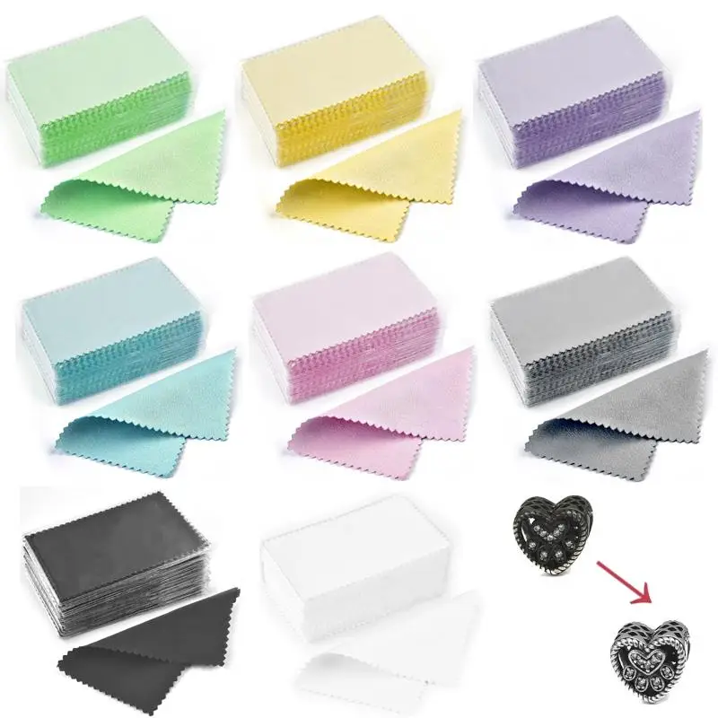 50Pcs/lot Polish Polishing Cloth Silver Color Cleaning Polishing Cloth Soft Wipe Wiping Cloth For Silver Gold Jewelry Tools