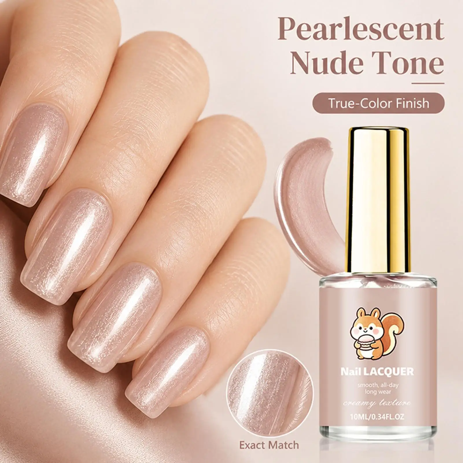Pink Pearlescent Nail Polish Quick-Drying, No Lamp Required Pearly Sheen and Brightens the Nail Pearl Cream Texture Nails Art