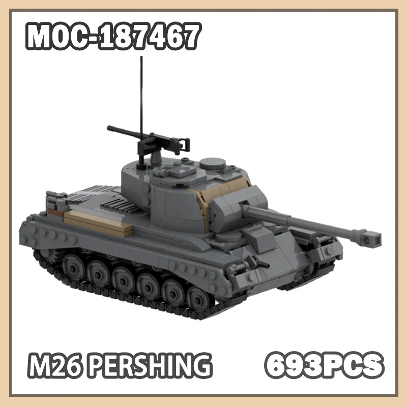 

MOC-187467 Military War Series M26 Pershing World War II Reassembly Tank Building Block Model Collectibles Creative Gifts 693PCS