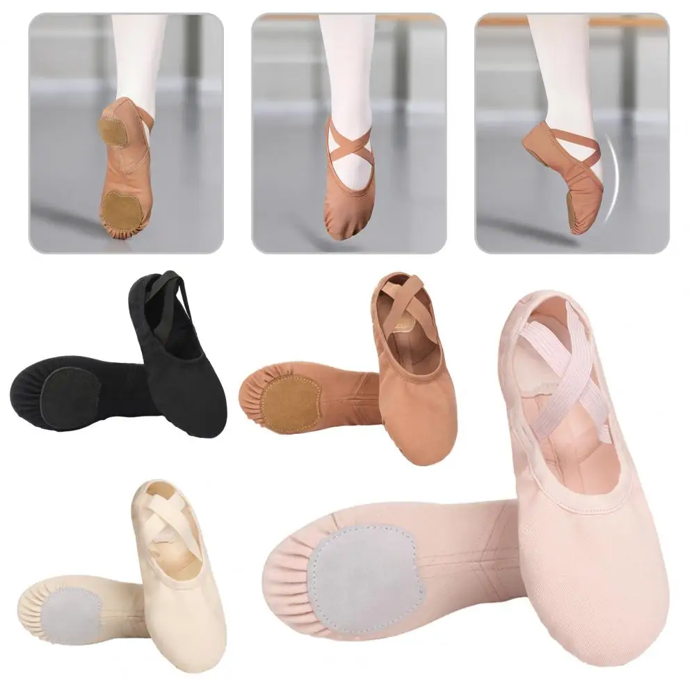 1 Pair Girls Ballet Shoes Full Stretch Fabric Dance Shoes Soft Yoga Shoes Breathable Toddler Dance Slippers for Kids Ballerina