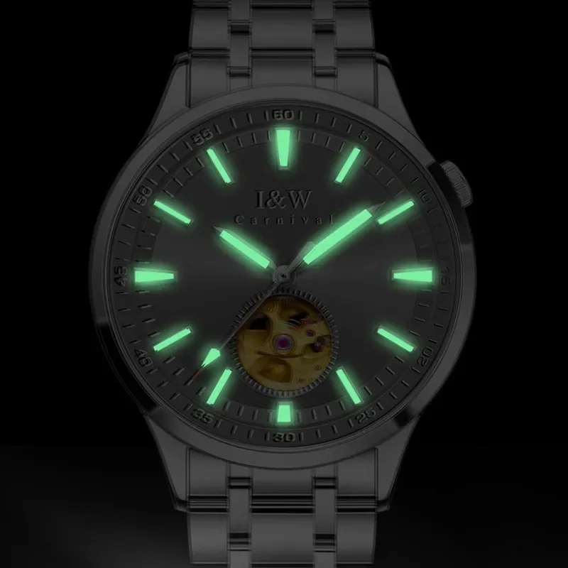 IW カーニバル機械式腕時計自動運動サファイアミラー高級アクセサリー男性用発光防水メンズ腕時計