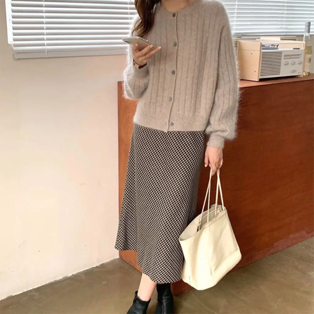 

Женский вязаный кардиган в ленивом стиле, корейская открытая рубашка с рукавами-фонариками, свободный утягивающий модный свитер, куртка на осень-зиму