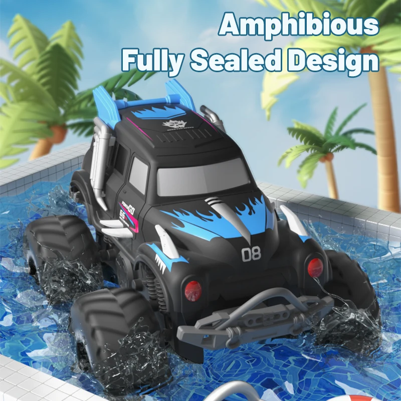 JJRC-Voiture amphibie télécommandée pour enfants, jouets de camion monstre tout-terrain, escalade sur l'eau et sur terre, 1:24 RC, grande roue, cadeau, Q182, 2.4G