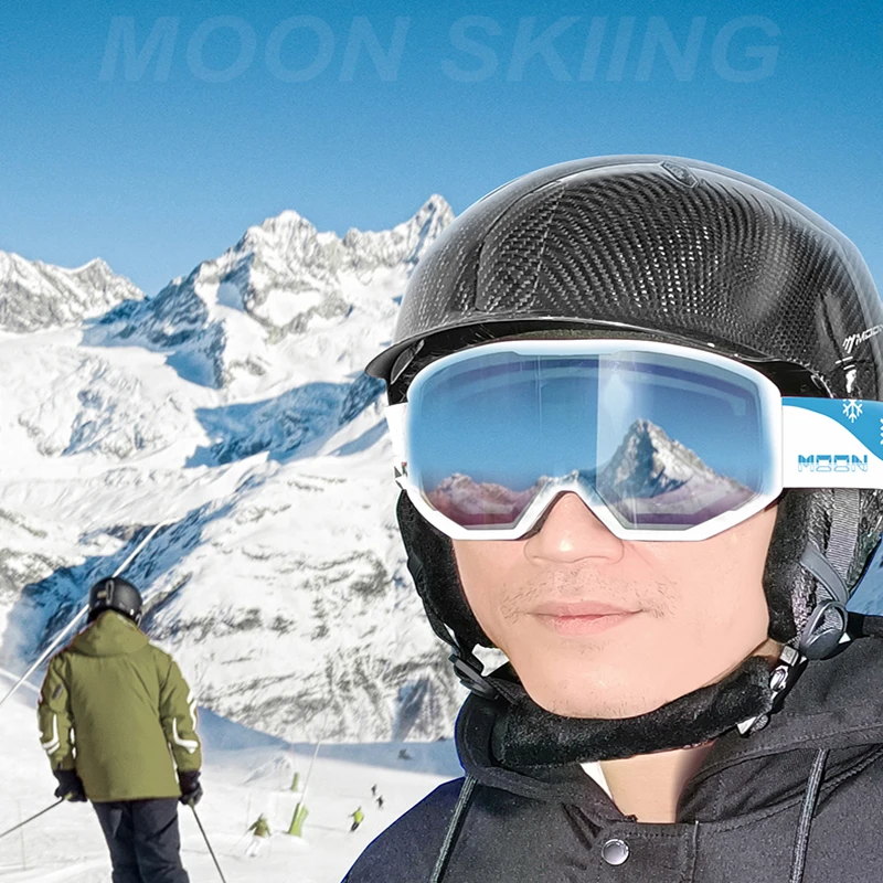 Moon-Professional Skiing Helmet with firm Carbon Fiber, Men and Women, Snow Skating, Snowboard, Snowmobile, Skateboard