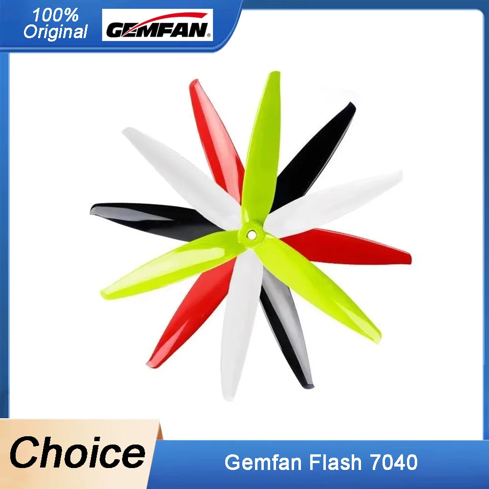 2 pares de accesorios GEMFAN Flash 7040 de 3 aspas - 7X4, CW/CCW para drones FPV Racing/Freestyle/LR7 de largo alcance