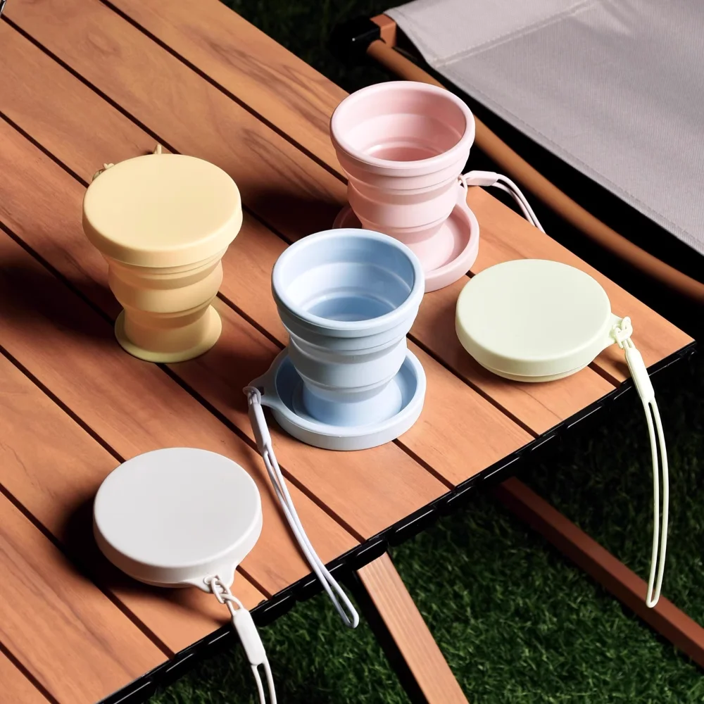 

Travel Folding Water Bottle Portable Folding Cup Can Be Hung On The Bag Hotel Toothbrush Cup For Outdoor Camping Silicone