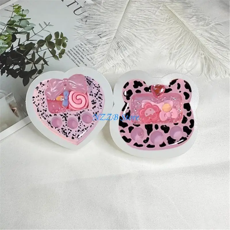 T21F قالب راتنجات الايبوكسي الكريستال الرمال المتحركة الدب الصغير/قلب الحب لتقوم بها بنفسك قالب السيليكون