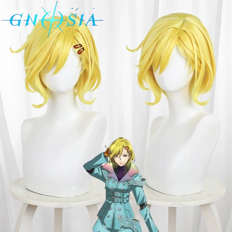 Perruque de Cosplay synthétique GNOSIA Setus pour femmes, cheveux dorés, résistants à la chaleur, accessoire de déguisement de carnaval