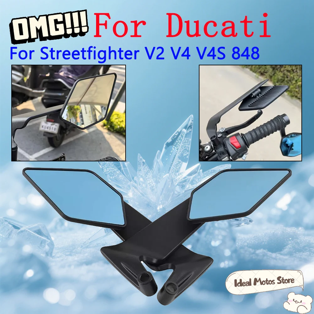 

For Ducati Streetfighter V4 V4S V2 848 Stealth Winglet Mirror Adjustable Rearview Side Mirrors Motorcycle Track Bike Accessories
