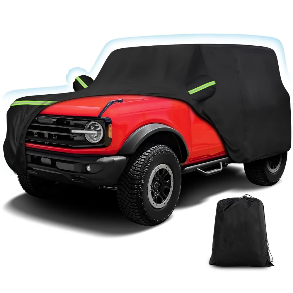 

Outdoor Waterproof Car Cover Fit for Ford Bronco 2 Door 2021-2023 All Weather Wind Sun UV and Dust Protection with Zipper Door