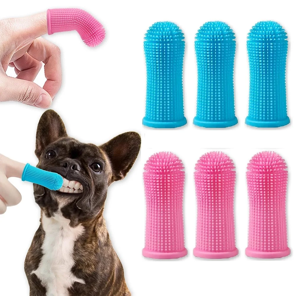 

Dog Finger Toothbrush,6Pcs Dog & Cat Toothbrush,360º Silicone Puppy Tooth Brush,Dogs Cats Teeth Cleaning Dental Care
