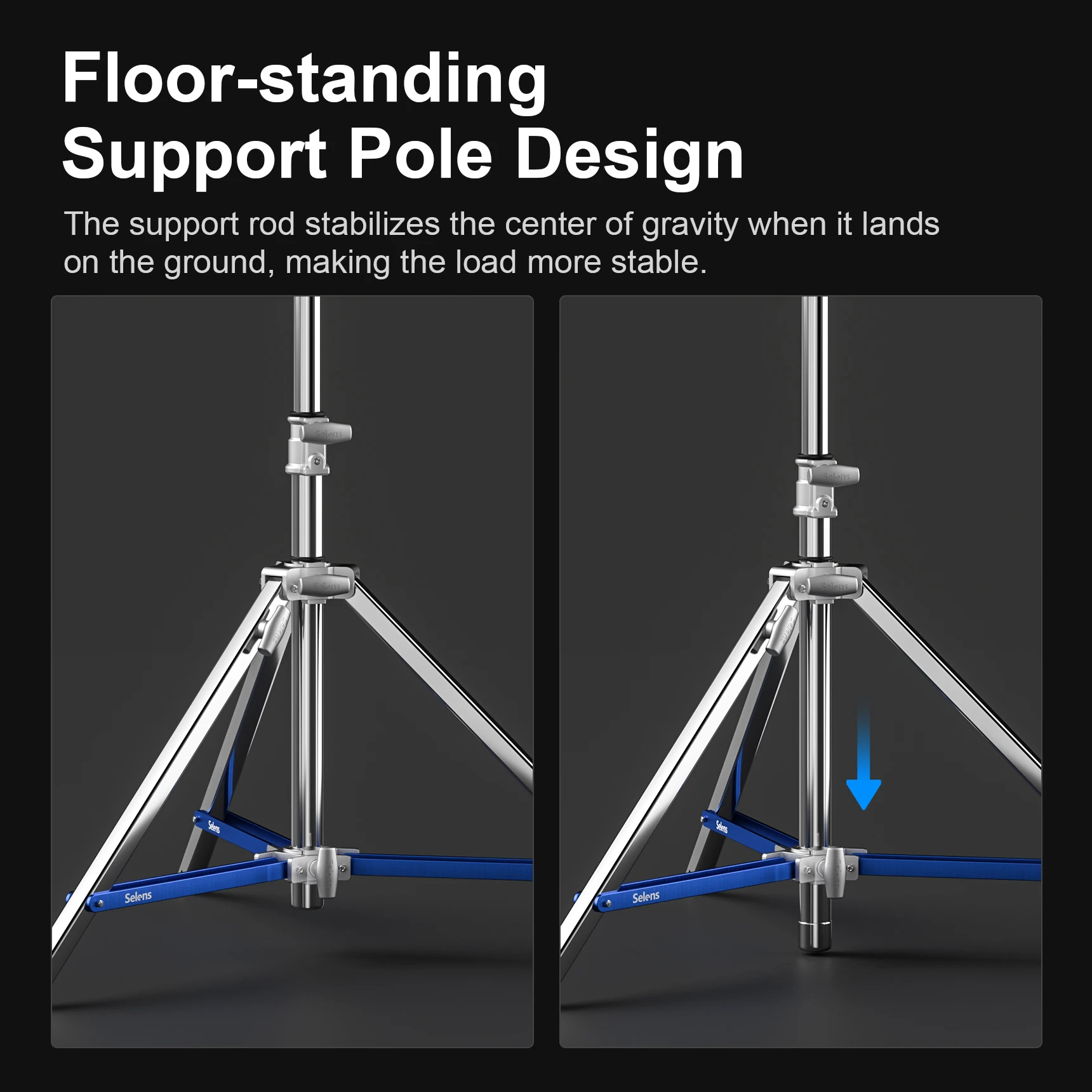 Imagem -06 - Selens-profissional Luz Stand Tripé para Estúdio de Fotografia Baixo Centro de Gravidade Pesados Fotografia Acessórios Suporte Kits