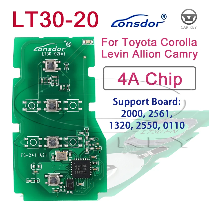 

Lonsdor Smart Key Universal For Toyota Corolla Levin Allion Camry work with KH100+ K518 Series 4A 312.09/314.35MHz PCB LT30-02