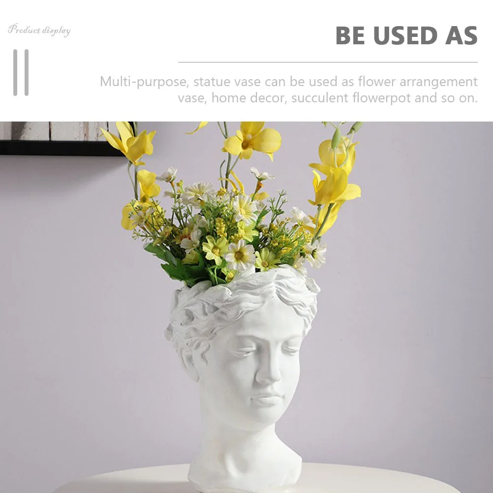 

Goddess Head Flower Pot Vases Sculpt Plants Grecian Bust Decoration Large Planter Nordic Face Resin Pots
