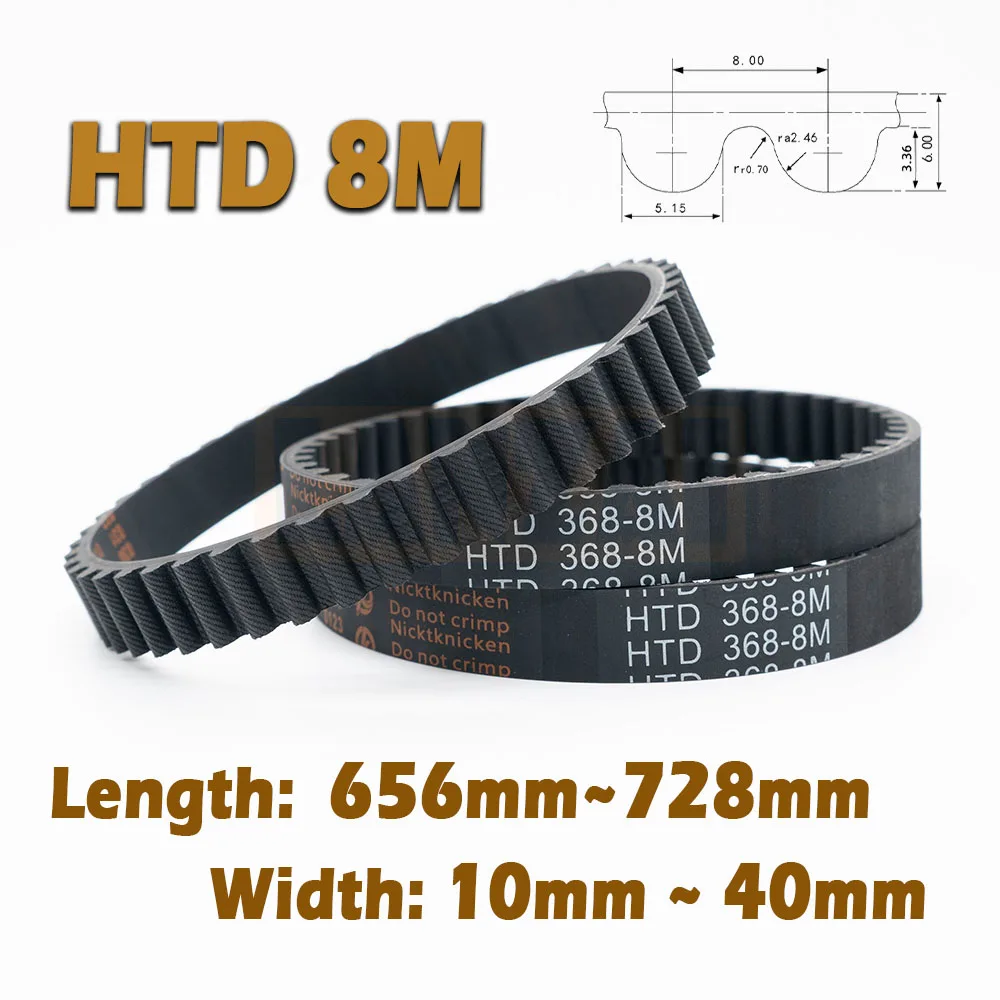 

HTD8M Timing Belt Length 656~728mm Rubber Closed Loop Width 15~40mm Drive 656 664 672 680 688 696 704 712 720 728mm 8M CNC