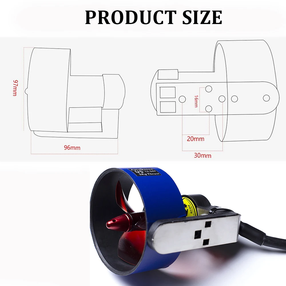 ApisQueen 2024 New 12~24V U5 Set Underwater Thruster Total 14KG Thrust Brushless Motor With Cooling Fan Cover For Kayaks Boats