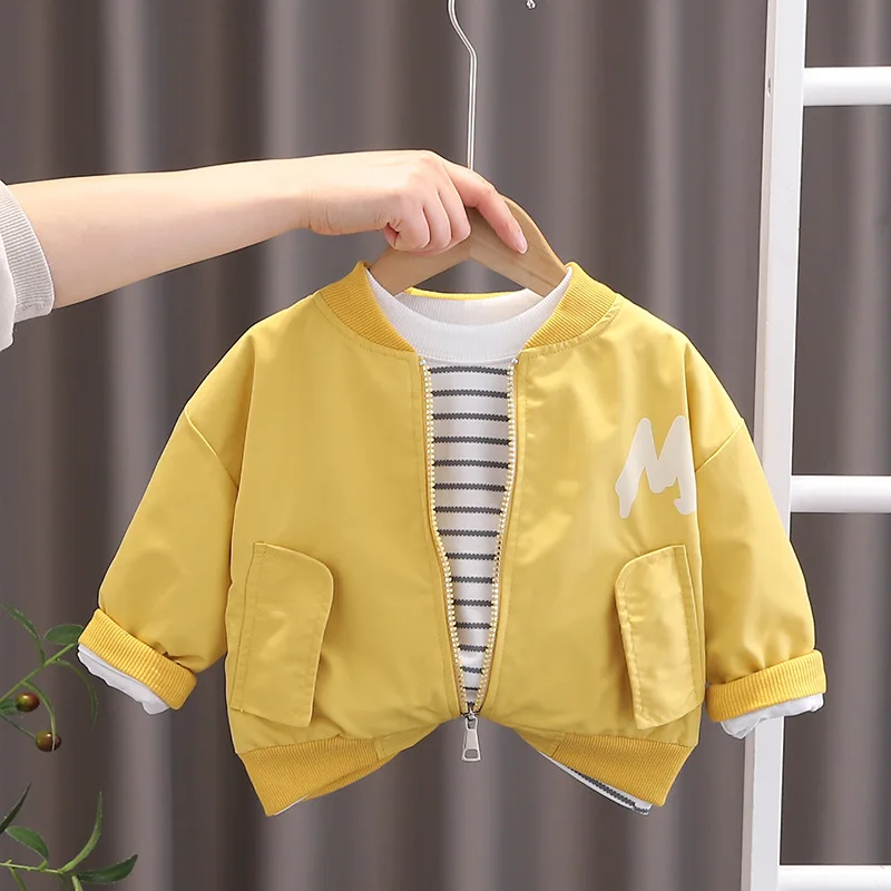 2024 Baby Letter Jacket Boys Fashion Casual Coat Spring Autumn New Female Long Sleeve Solid Color Zipper Cute Clothes 12M-6 Year