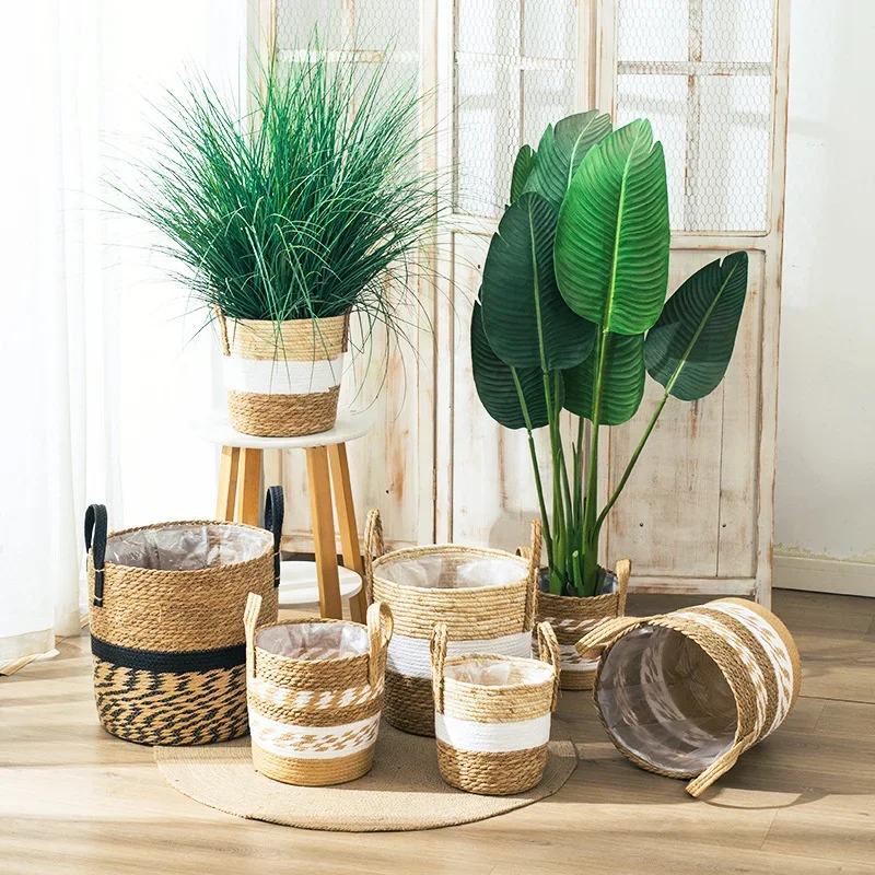 Special Offer Japanese Flower Pots Multi-functional Rattan Woven Material Plant Pots Beautiful Practical Gardening Decoration