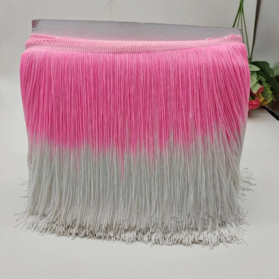 Two-Tone 20CM Fringe Tassel Trimming Per Yard Lace Nylon Quilting For Patchwork DIY Decorative Accessory Latin Dress Handwork