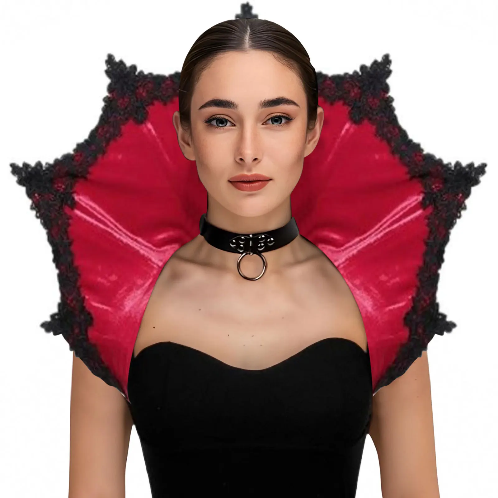 Gothic Victorian Vampire Collar Cape for Women Halloween Cosplay Festival Carnival Dress Up Costume Accessory Prop