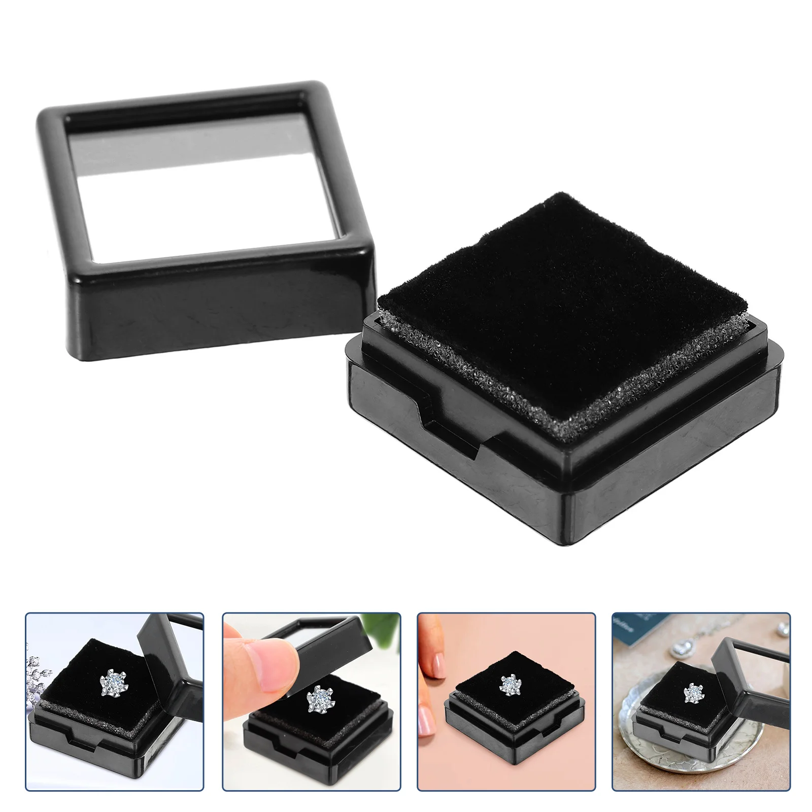 

20Pcs Proposal Ring Box Stylish ABS Acrylic Material Small Jewelry Storage Case Portable Gift Box for Engagement Wedding