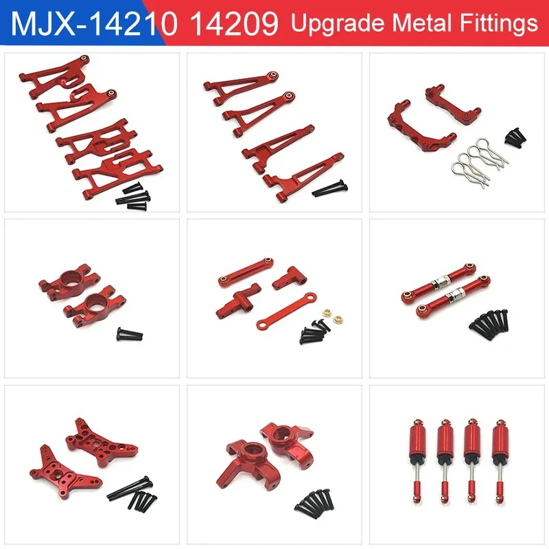 MJX-piezas De Metal Para Coche A Control Remoto 14210 14209 RC, Barra De Dirección De Brazo Oscilante Hacia Arriba Y Hacia Abajo