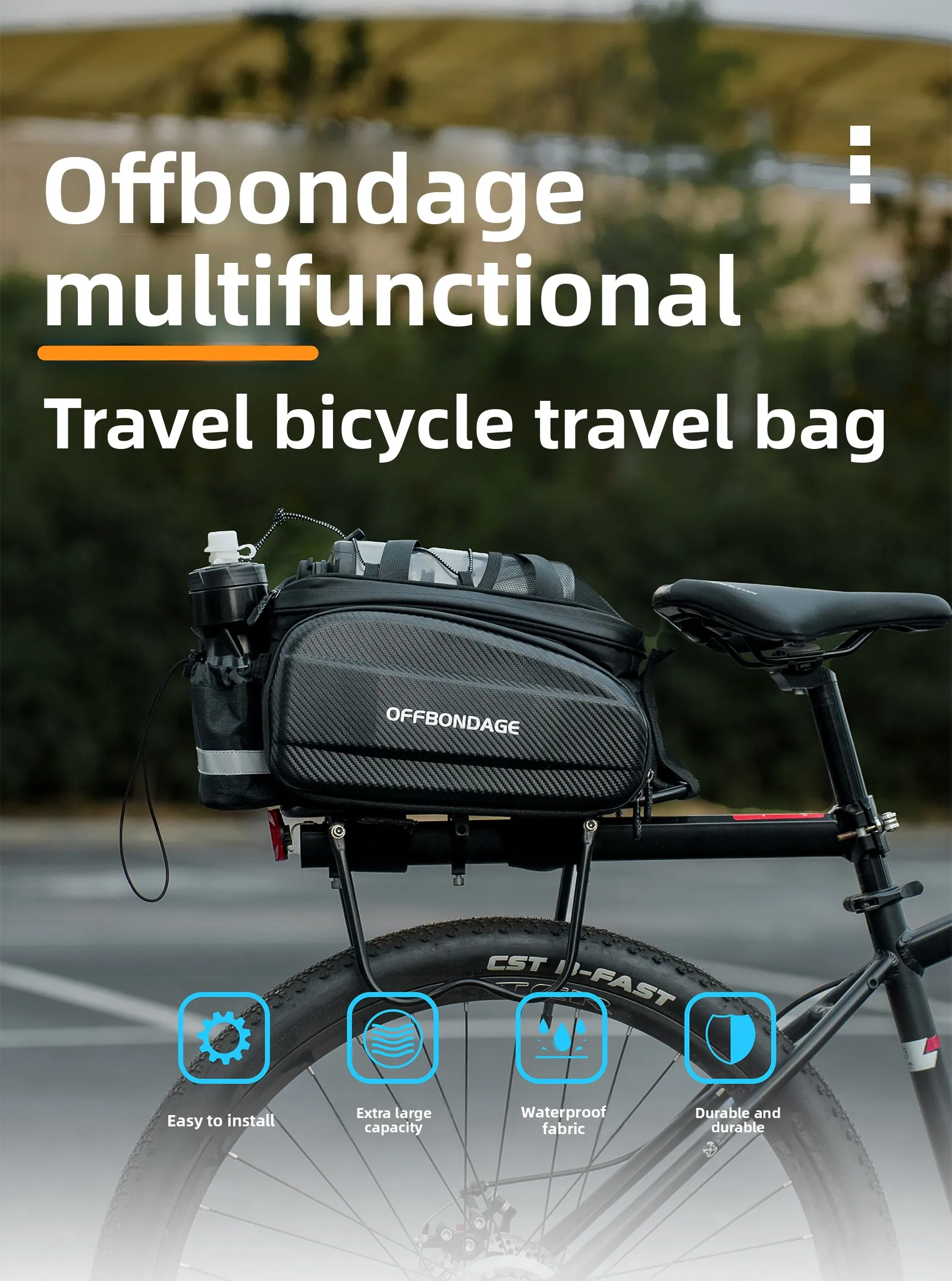 OFFBONDAGE 20L Fahrrad-Hecktasche, Fahrradsatteltasche, MTB-Gepäckträgertasche, Fahrrad-Reisetasche, Fahrradkorb, Fahrradzubehör – Detail 1