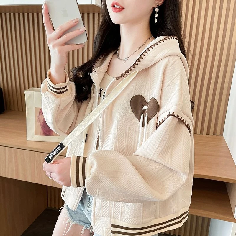 

Толстовки с капюшоном для женщин на молнии Y2k Vintage Matching New In Essential Nice Color Apricot Woman Топы с капюшоном на полной молнии