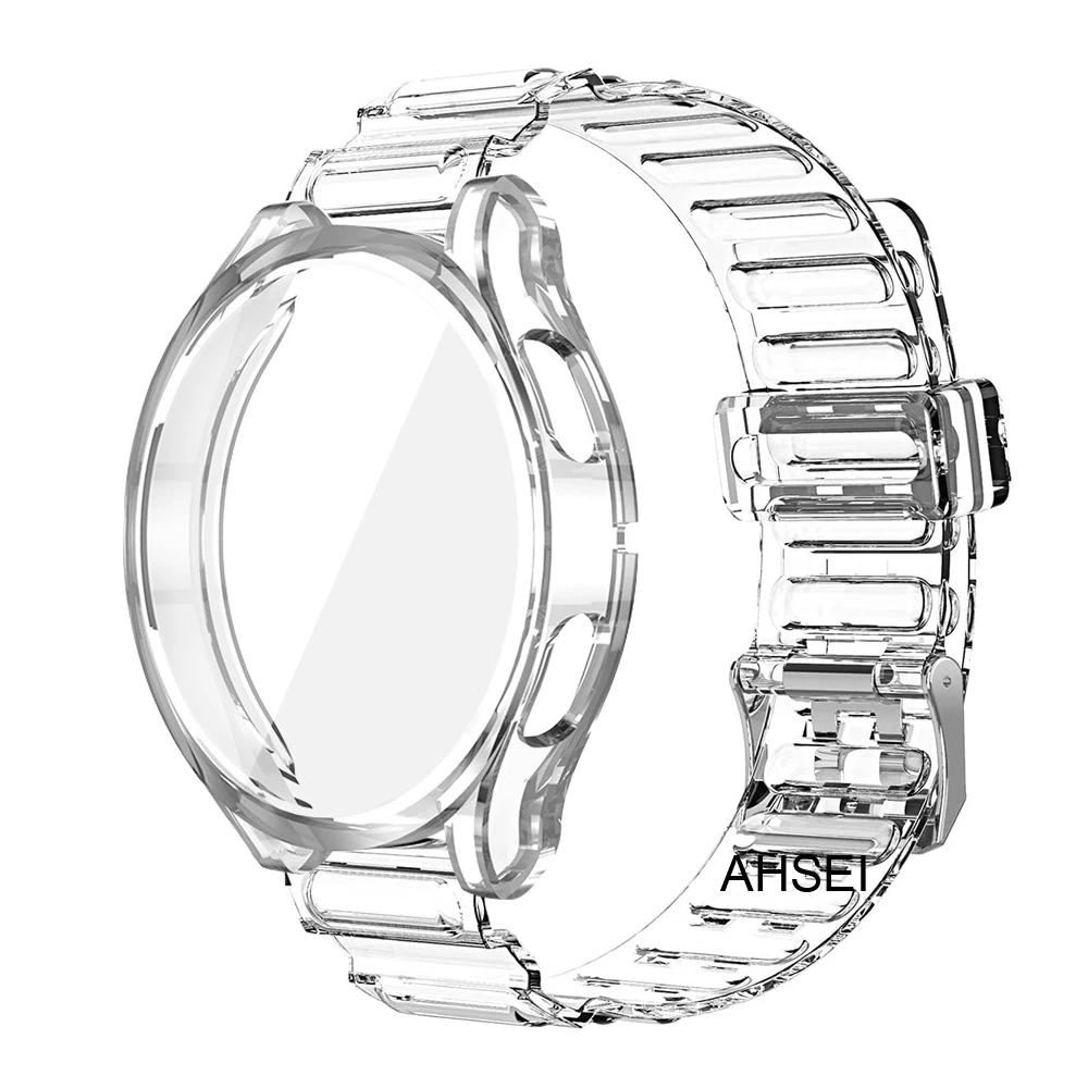 

2 шт. для Samsung Galaxy Watch 7 4 5 6/5 pro 40 мм/44 мм/45 мм часы 4 6 Classic 47 мм 46 мм/42 мм ремешок + чехол прозрачный ремешок из ТПУ изогнутый конец