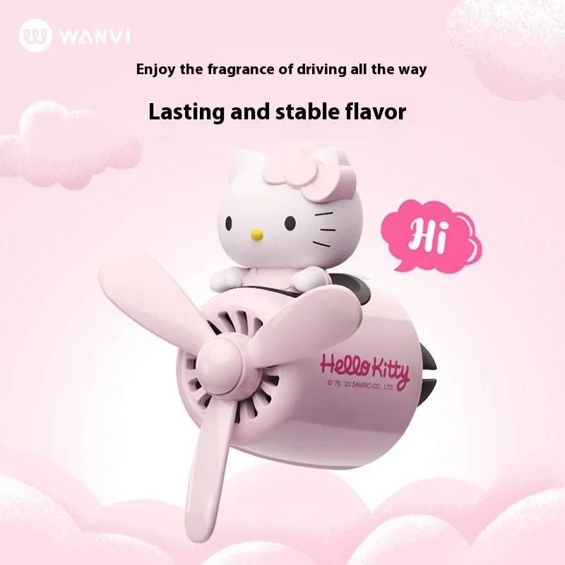 Miniso Hellokitty Series Peripheral Toys Car Aromatherapy Small Airplane Air Outlet Fragrance Cartoon Pilot Fragrance Decoration