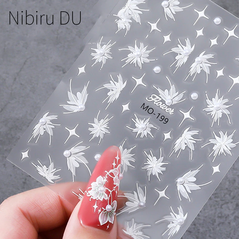 

1Sheet White Lace Butterfly Nail Sticker Self Adhesive Butterflies Nail Decals Ultra-thin Slider Decoration Manicure Decors Tips