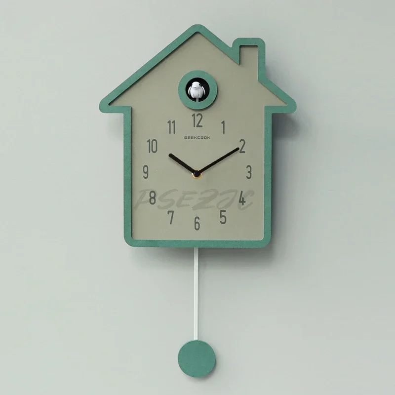 Minimally Designed Nordic Cuckoo Clock with New Colorful Cuckoo Chime and Time Chime Swinging Wall Clock