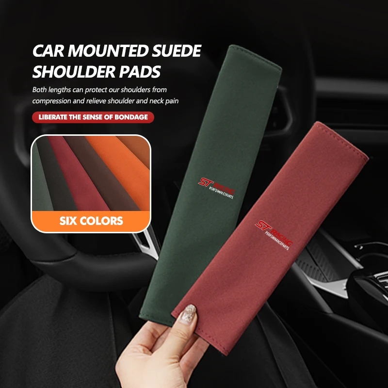 Car Safety Seat Belt Shoulder Cover Suede Protection Padding Pad For Ford ST Racing RS S Mustang Kuga Fiesta Fusion Mondeo Edge view 2