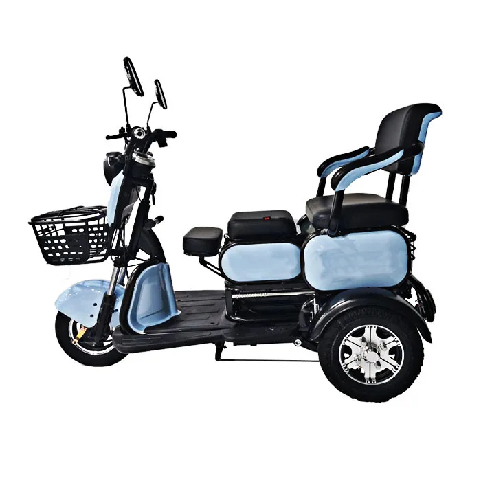 

OEM ODM Foldable Multi-seat Cheap 3 Wheel Tricycle Folding Electric Tricycles With Two Storage Baskets