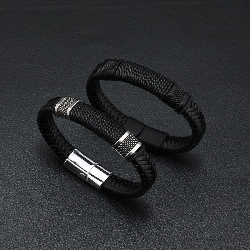 Noter Männer Leder Armband Abnehmbare Mirco Magentic Verschluss Armreif Homme Freund Geschenk Trendy