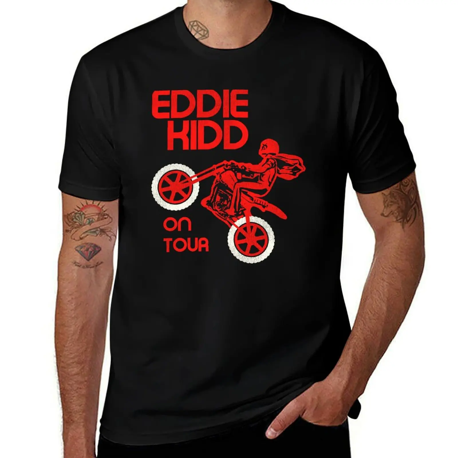 Eddie Kidd On Tour Retro Motorcycle Stuntman T-Shirt Christmas Casual Tee Shirt