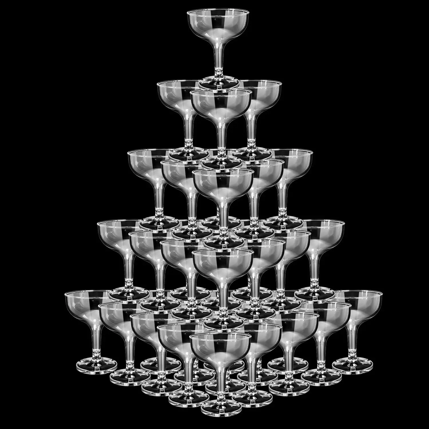

54 Pcs 5 oz Champagne Glasses, Clear Stackable Disposable Martini Glasses for Wedding Party