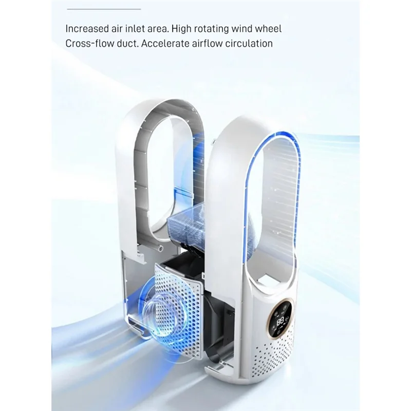 Refrigerador de ar portátil sem folhas, ventilador elétrico, 6 velocidades, temporizador silencioso, ar condicionado, refrigeração, umidificador, condicionamento