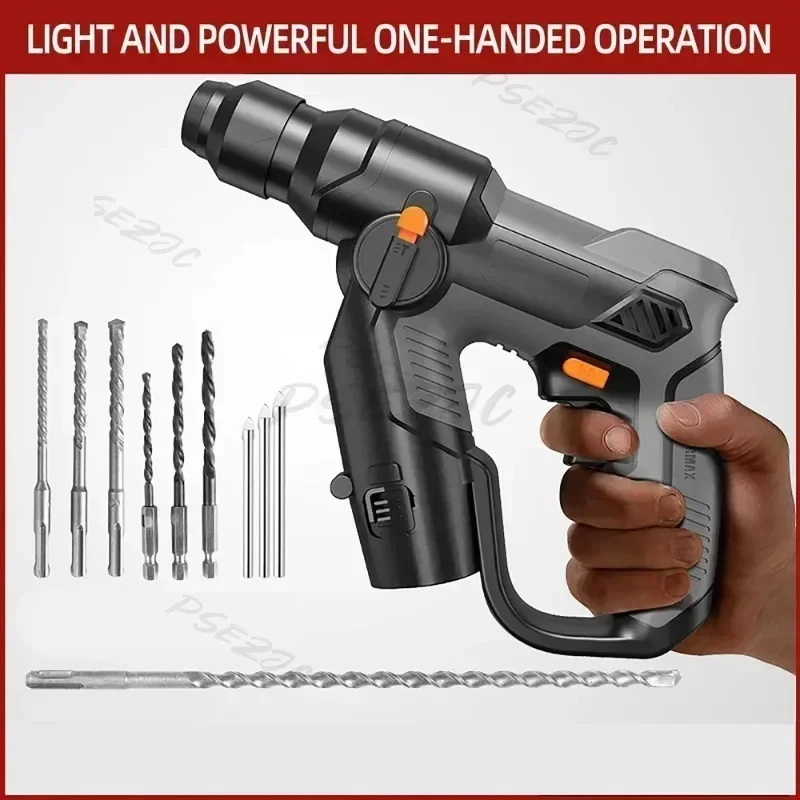 12V Wireless Light Hammer Impact Drill Lightweight Three Purpose Punching Concrete High-power Electric Pick and Hammer