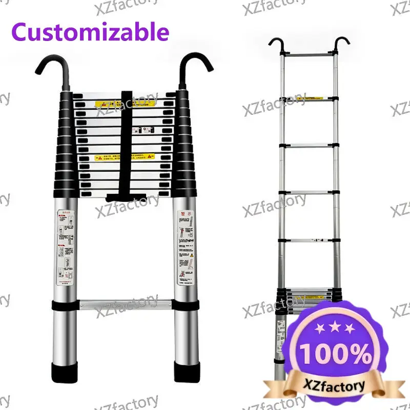 Factory Direct 2026 Top RatedHeavy-duty Portable Aluminum Alloy Telescopic Ladder  2-9 Meters Long  with Hooks  Suitable for Ind