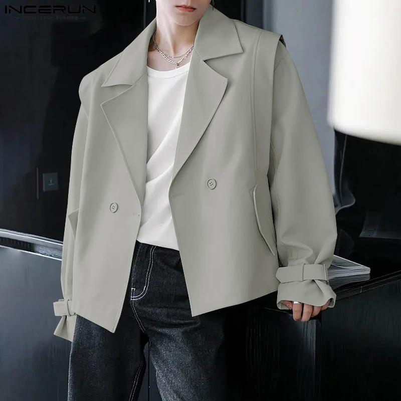 

INCERUN Tops 2024 Korean Style Fashion New Men Solid Simple Lapel Design Jackets Coats Casual Streetwear All-match Jackets S-5XL