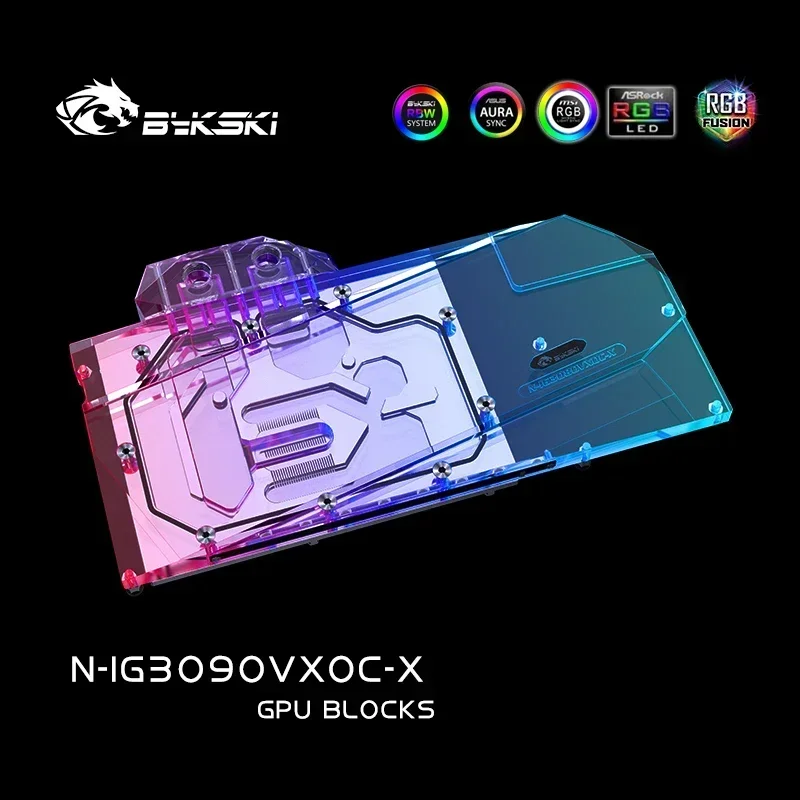 Блок графического процессора Bykski N-IG3090VXOC-X для красочных IGAME RTX 3090/3080 Vulcan/Neptune X OC, водяной блок графической карты 5 В ARGB/12 В RGB