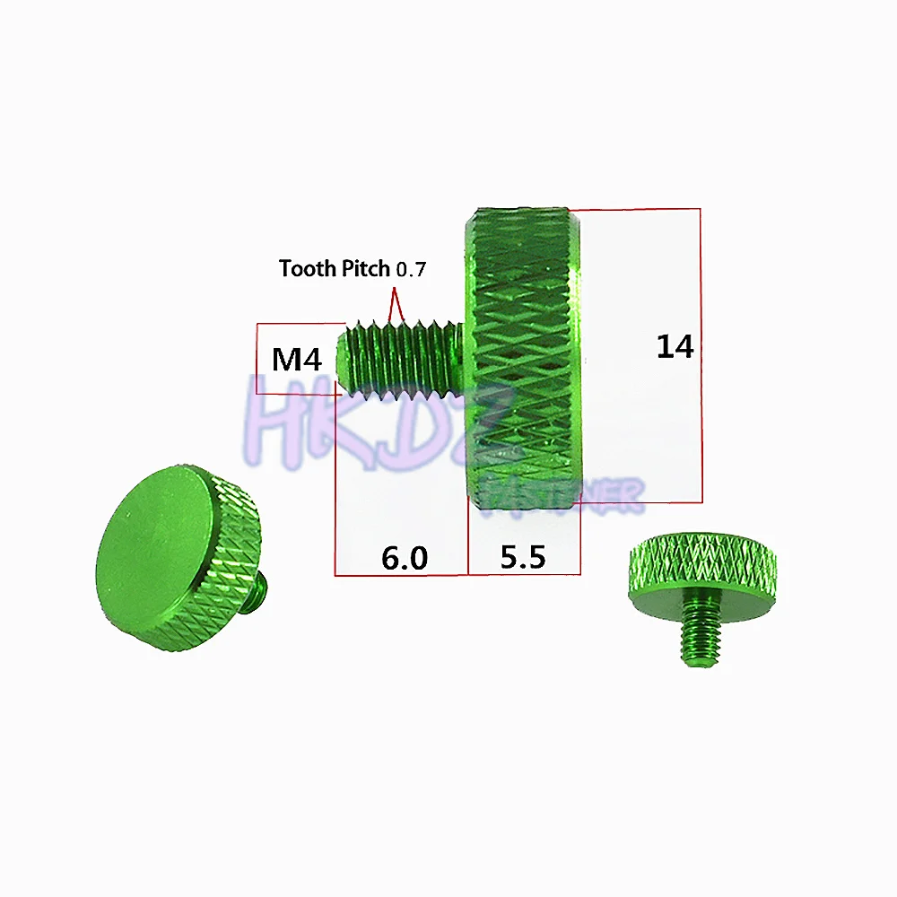 Tornillo de pulgar de aleación de aluminio M4, Tornillo de mano anodizado para reacondicionamiento de chasis, Tornillo de cabeza plana moleteado de aluminio, Tornillo decorativo para bricolaje